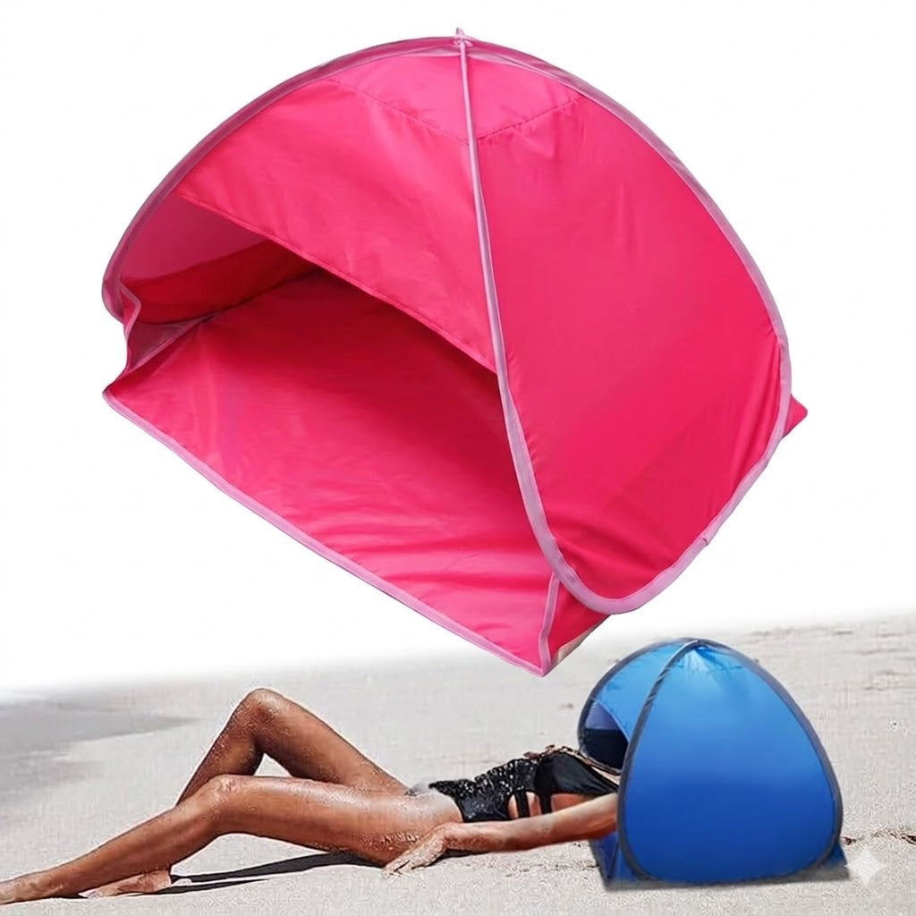Mini Pop-Up šator za plažu sa UV zaštitom – Senka za glavu, držač za telefon i bočni džepovi | Plavi i Rozi