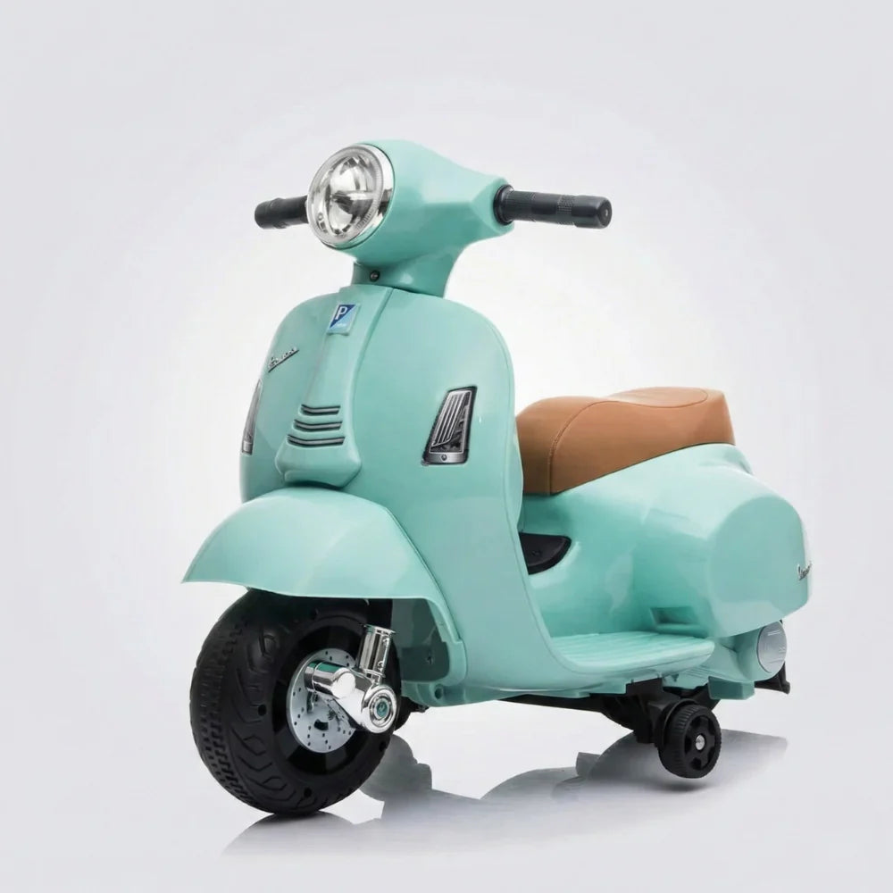 na Vespa za Decu – Dečiji Skuter na Akumulator sa Muzikom, Svetlima i Pomoćnim Točkićima