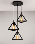 Moderan Geometrijski Crni Luster za Kuhinju, Trpezariju i Dnevnu Sobu u Loft Stilu