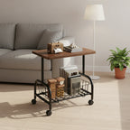 Moderan Pomoćni Stočić na Točkićima sa Metalnom Korpom za Odlaganje