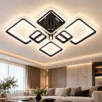 Moderan LED plafonski luster 68W – Geometrijska plafonjera 2+2+2, crna i bela