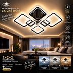 Moderan LED plafonski luster 68W – Geometrijska plafonjera 2+2+2, crna i bela