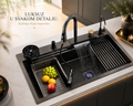 Multifunkcionalna Inox Sudopera 75x45 cm sa Vodopad Slavinom, Izvlačnom Slavinom i Ispiračem Čaša – Premium Kuhinjski Komplet
