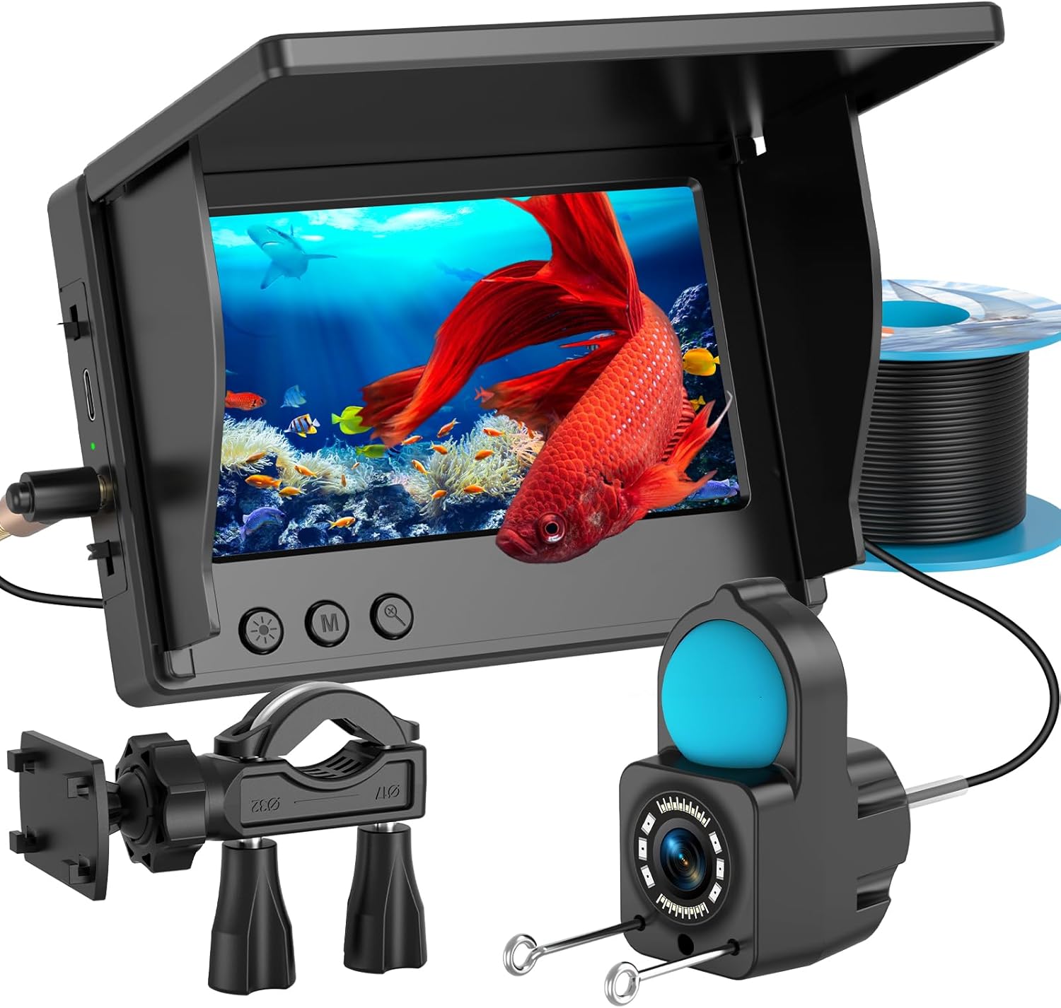 Podvodna ribolovačka kamera 1080P HD sa LCD ekranom 4.3 inča, infracrvenim noćnim vidom, IP68 vodootpornošću i kablom od 15 metara za pecanje.