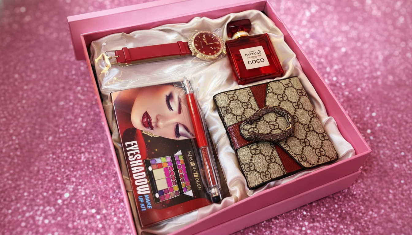 Poklon set za žene sat, novčanik, parfem i senke za oči