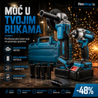 Profesionalni Aku Set 128V – Bežična Brusilica i Udarna Šrafilica sa Dve Baterije