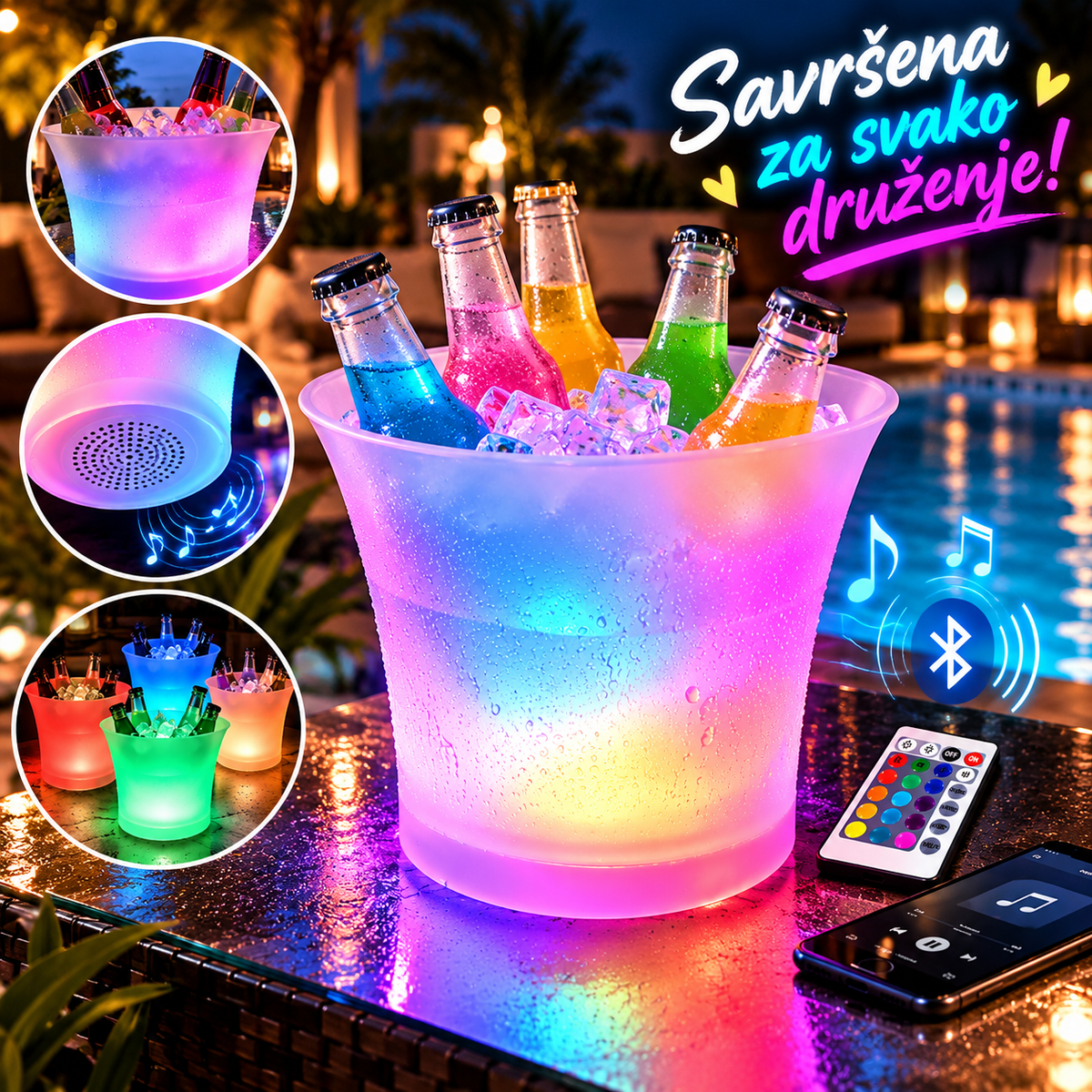 LED Kibla sa Bluetooth Zvučnikom – RGB Ambijentalno Osvetljenje i Muzika