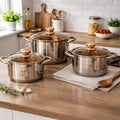 Set Lonaca 6 Delova – Premium Inox Posuđe sa Poklopcima za Sve Vrste Šporeta