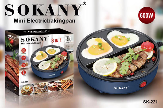 Sokany 3 u 1 mini električni gril tiganj