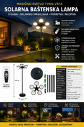 Solarna bastenska lampa sa 5 led glava i daljinskim upravljacem