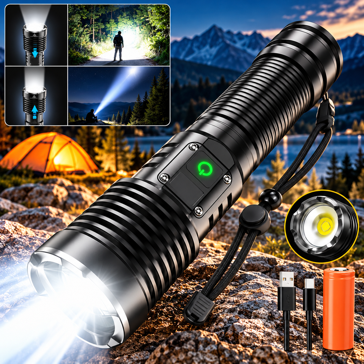 LED Lampa STRONG – Ekstremno Jaka Baterijska Lampa sa Dometom do 400 m