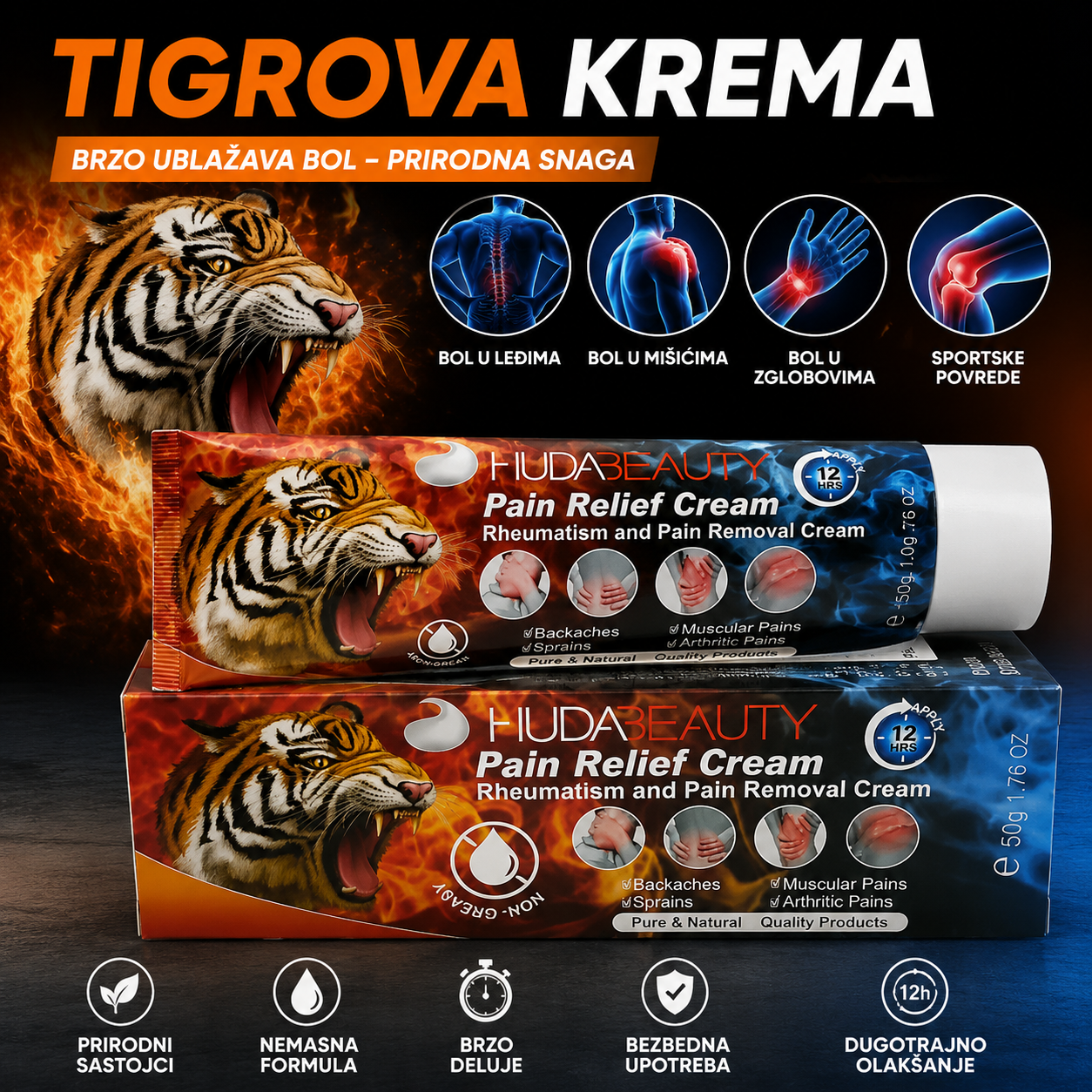 Tigrova Krema Protiv Bolova – Brzo Olakšanje za Mišiće i Zglobove