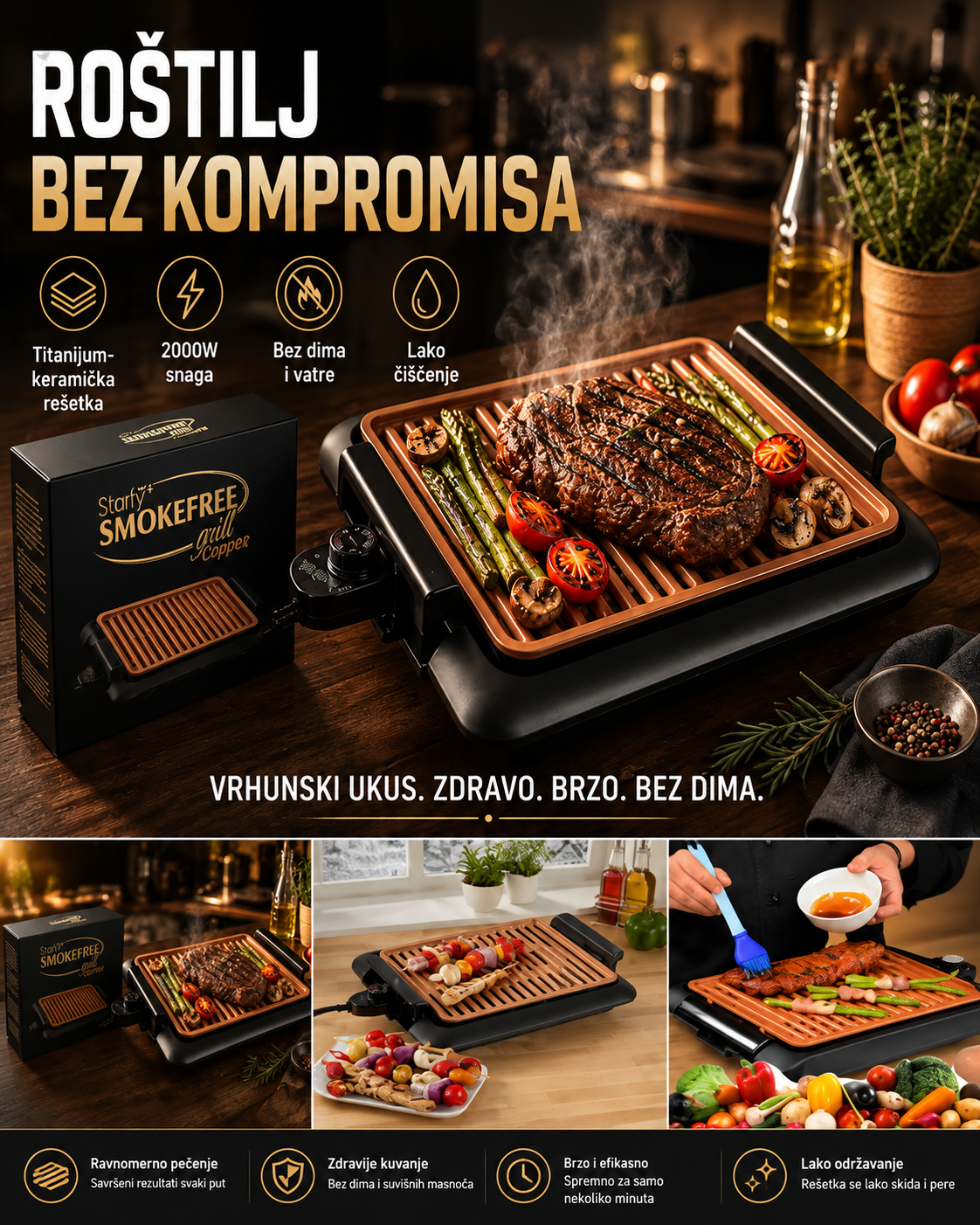 Električni roštilj Fast titanijum