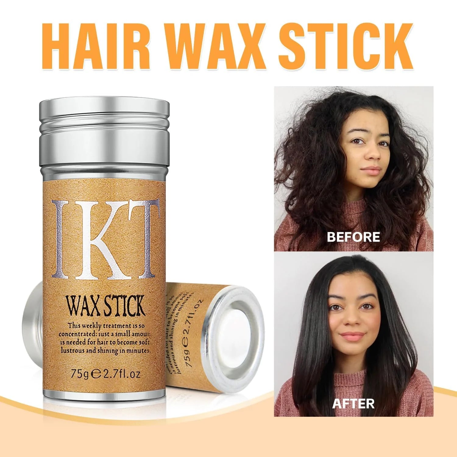 Voskasti Stick za Kosu 1+1 GRATIS – Trenutno Zaglađivanje Baby Hair Vlasi i Dugotrajno Učvršćivanje Frizure