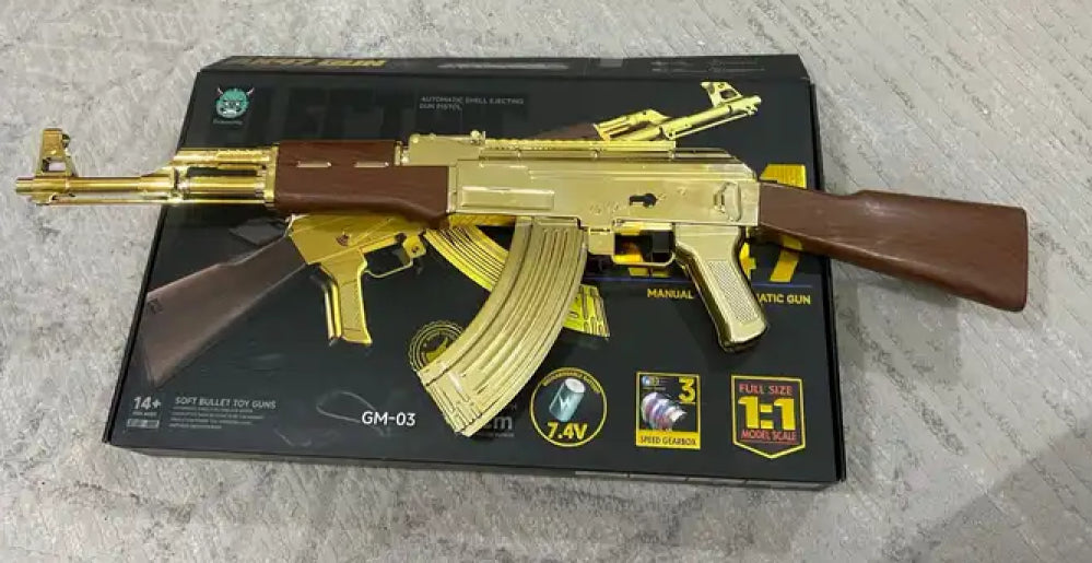 Zlatni Kalashnikov na Gel Kuglice – Dečija Puška sa Vodenim Mecima i Automatskim Pucanjem