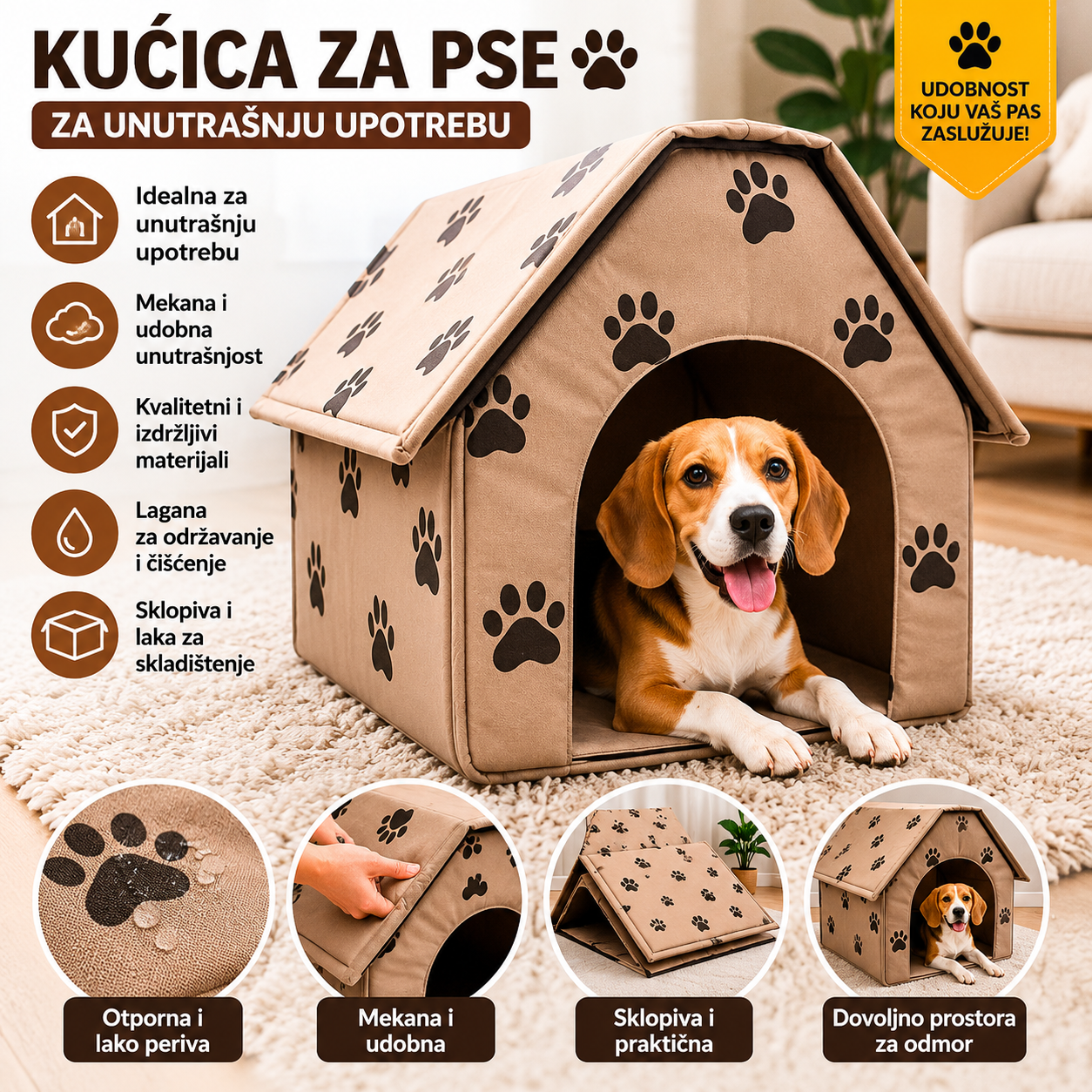 Kucica za pse za unutrašnju upotrebu
