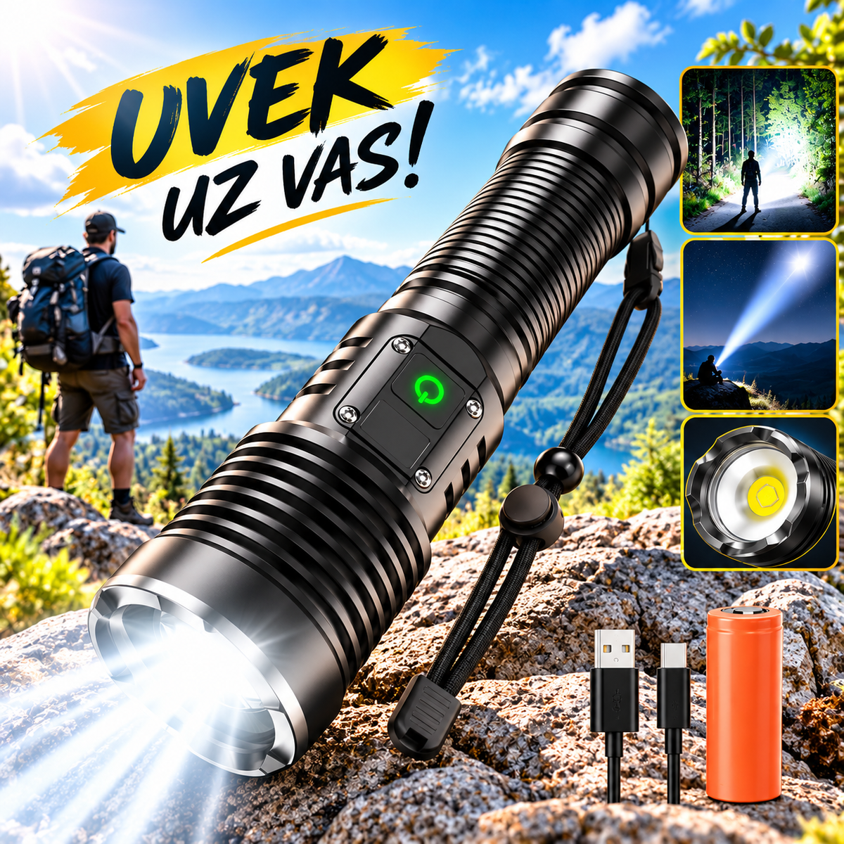 LED Lampa STRONG – Ekstremno Jaka Baterijska Lampa sa Dometom do 400 m