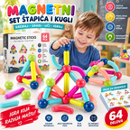 Magnetni Set Štapića i Kugli 64 Delova – Magnetne Kocke za Kreativnu Gradnju i Sklapanje