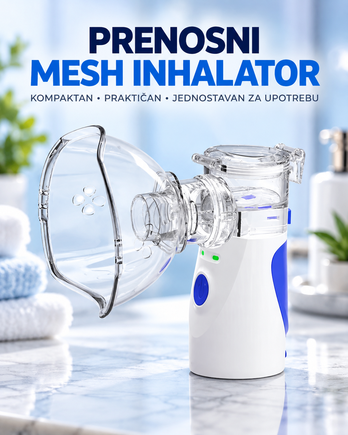 Prenosni Ultrazvučni Inhalator Mesh Nebulizer – Kompaktan Aparat za Inhalaciju