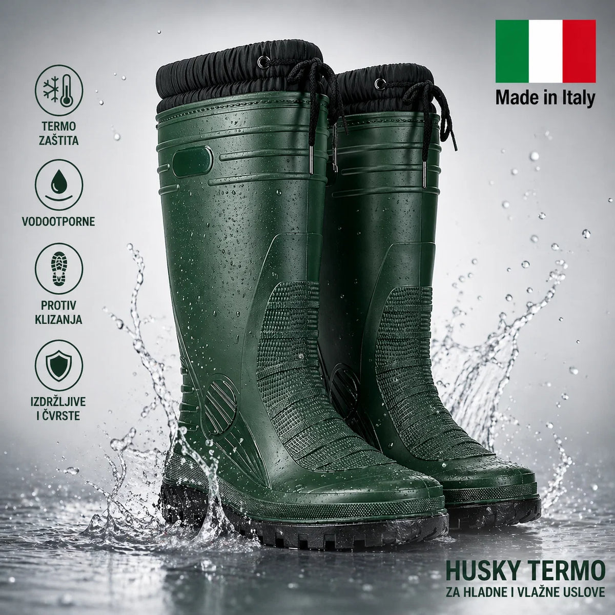 Husky PVC Termo Čizme – Tople, Vodootporne | Italijanski Kvalitet