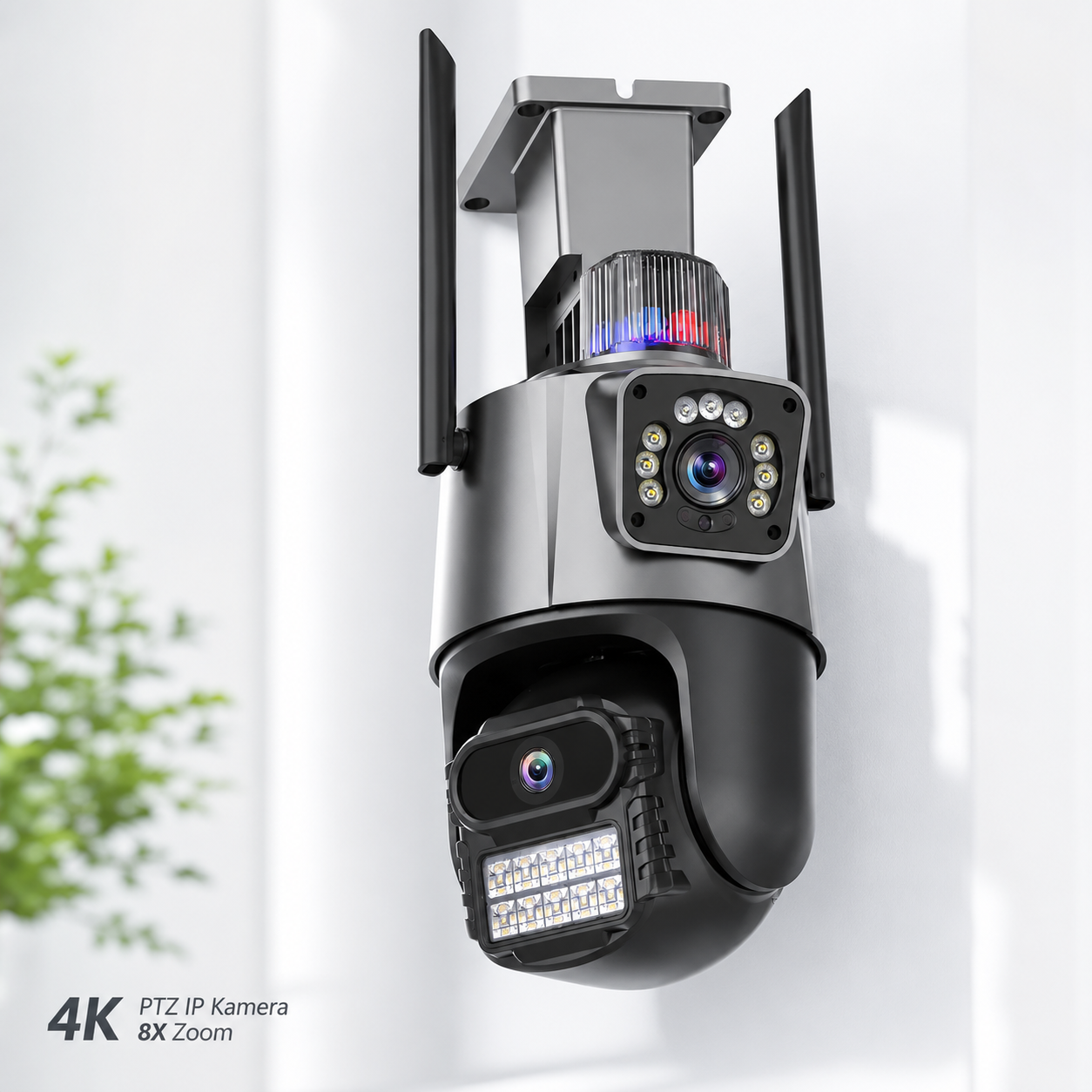 Ip kamera PTZ kamera sa 2 sociva i sirenom 4k 8x zoom