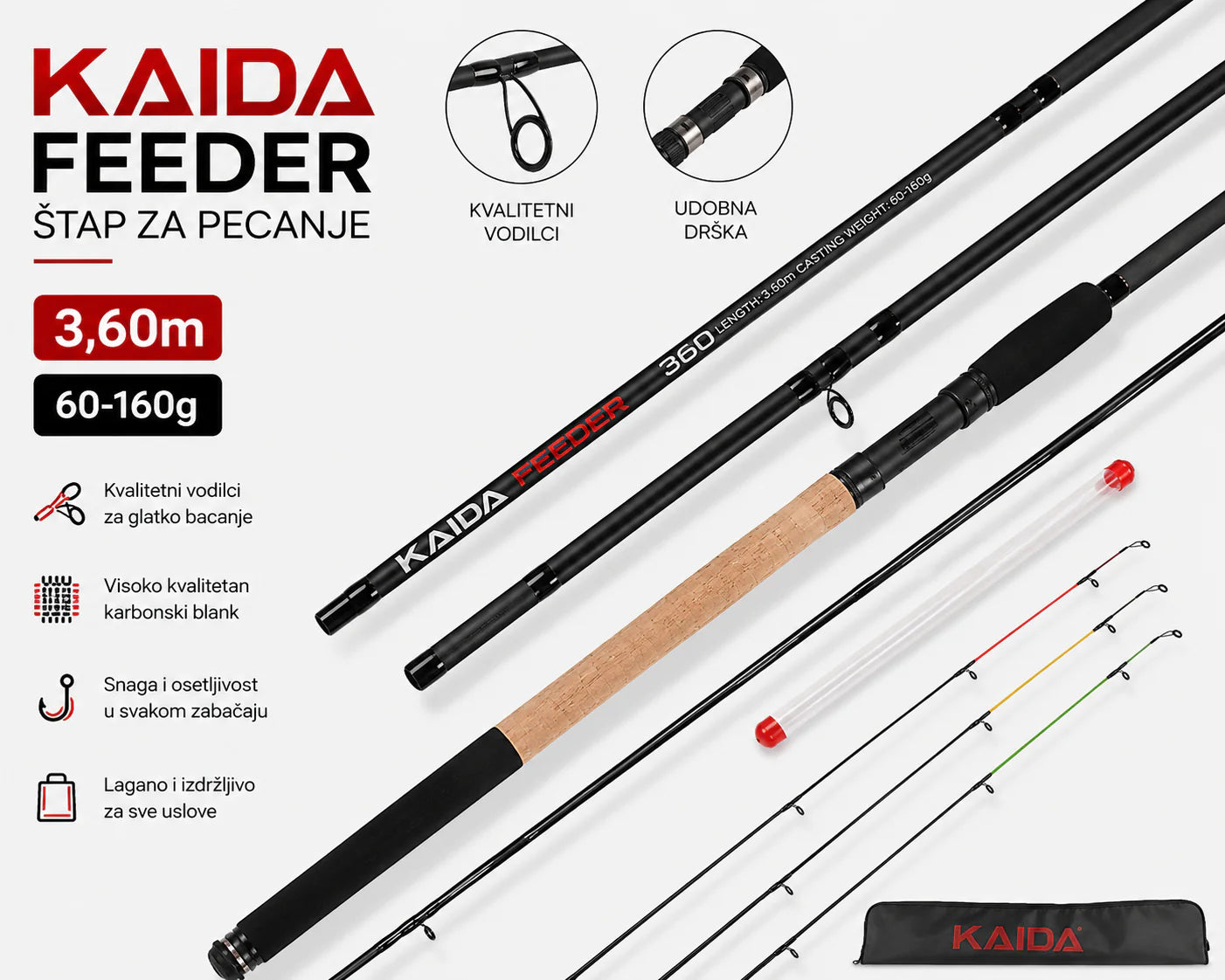 Kaida Feeder Štap za Pecanje 3.60m 60-160g