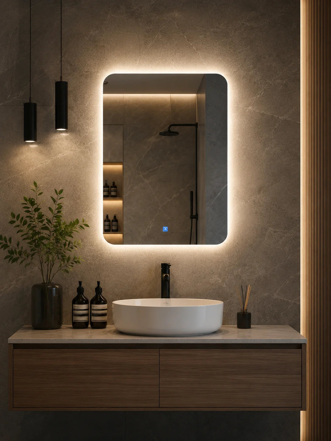 LED Ogledalo 50×70 cm sa Pozadinskim LED Osvetljenjem i Touch Kontrolom – Premium Kupatilsko Ogledalo