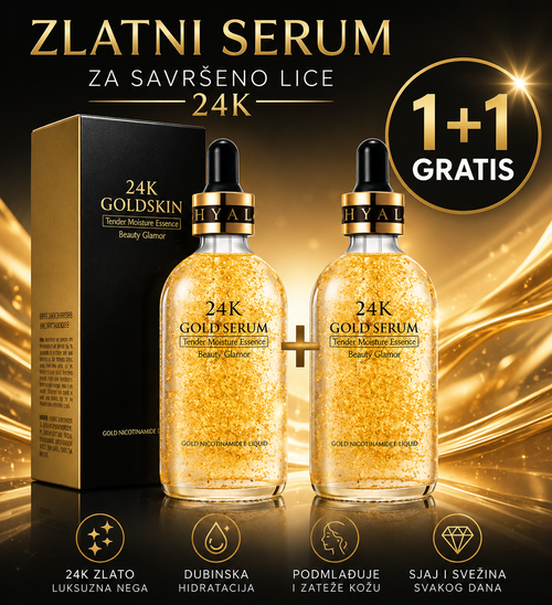 Zlatni serum za savršeno lice 24k 1+1 Gratis