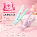 Mini Keramička Pegla za Kosu 1+1 GRATIS – Mini Pegla za Ispravljanje i Uvijanje Kose, Putna Pegla