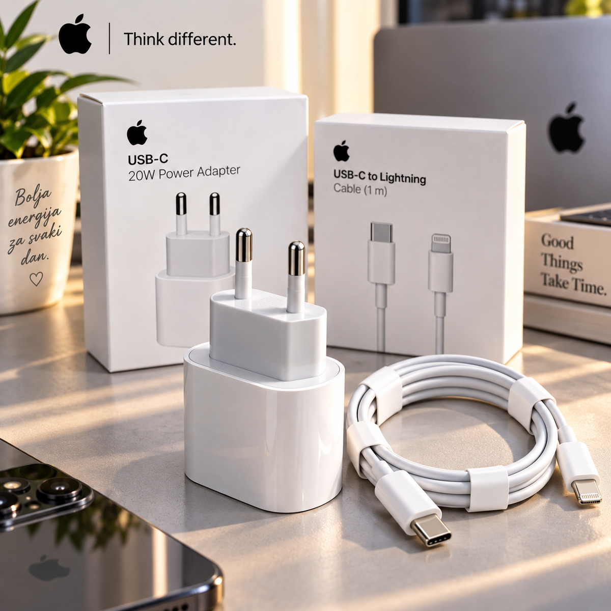 rzi Punjač 20W sa Originalnim Kablom na Poklon – Fast Charger za Telefon, USB Brzo Punjenje