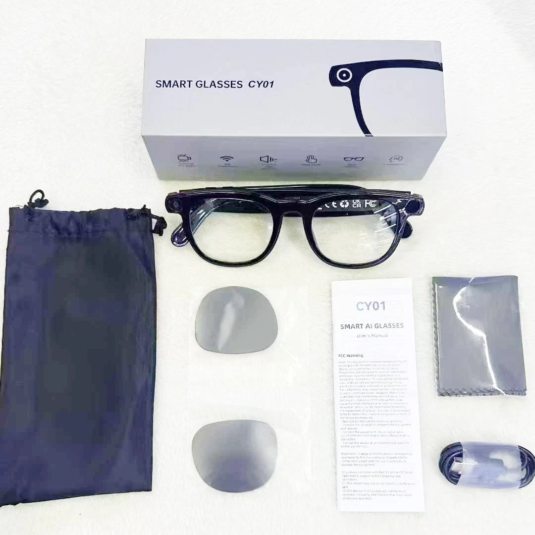 AI Pametne Naočare sa Kamerom – Bluetooth Smart Glasses za Snimanje Videa i Fotografija, AI Prevodilac i Handsfree Pozive