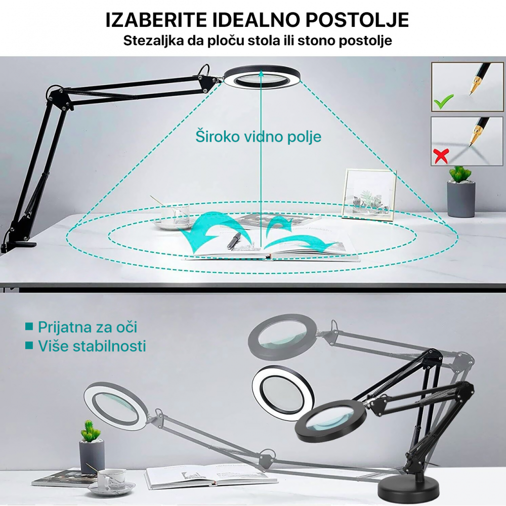 Stona LED lampa sa lupom
