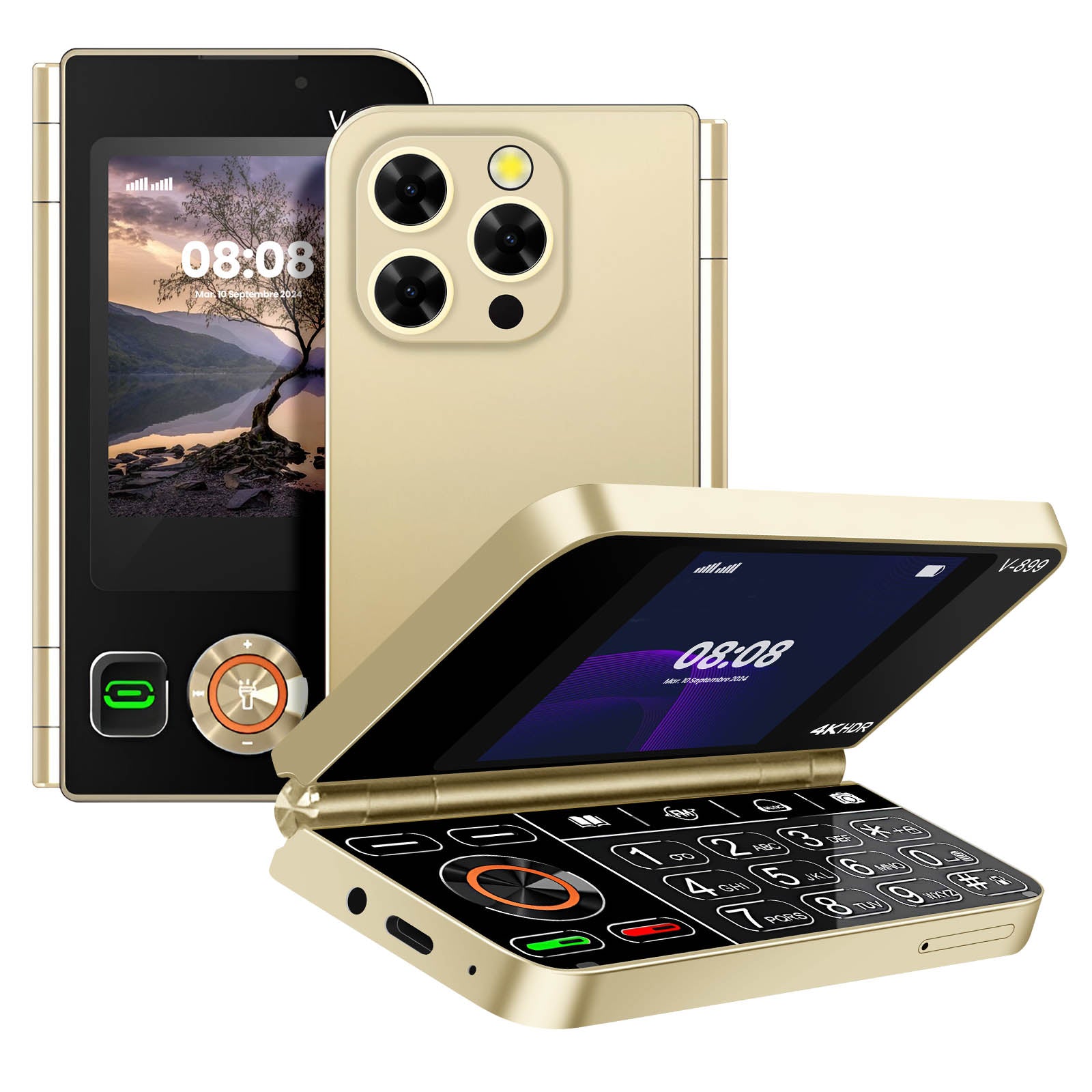 Mobilni telefon V-899 preklopiv sa dva ekrana Dual sim