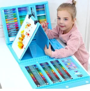 Veliki set kofer za slikanje i bojenje sa rasklopivom tablom Plavi