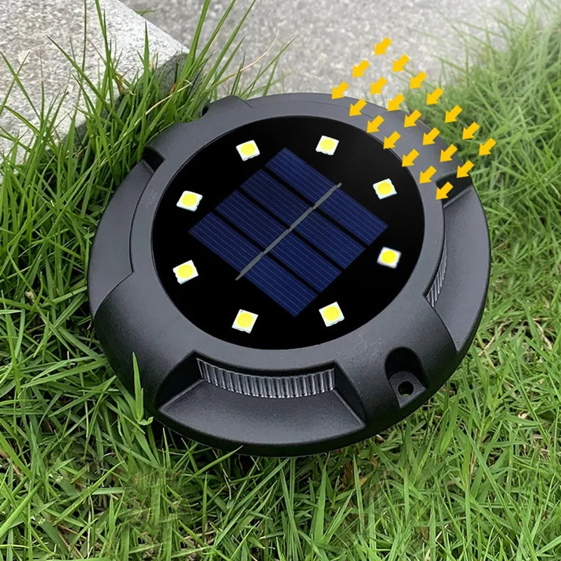 Solarne disk lampe za dvoriste i bastu sa 8 led dioda i bocnim osvetljenjem 