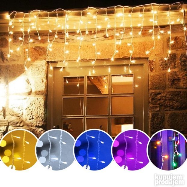 LED zavesa novogodisnja 9 metara Bela, RGB, Toplo Bela