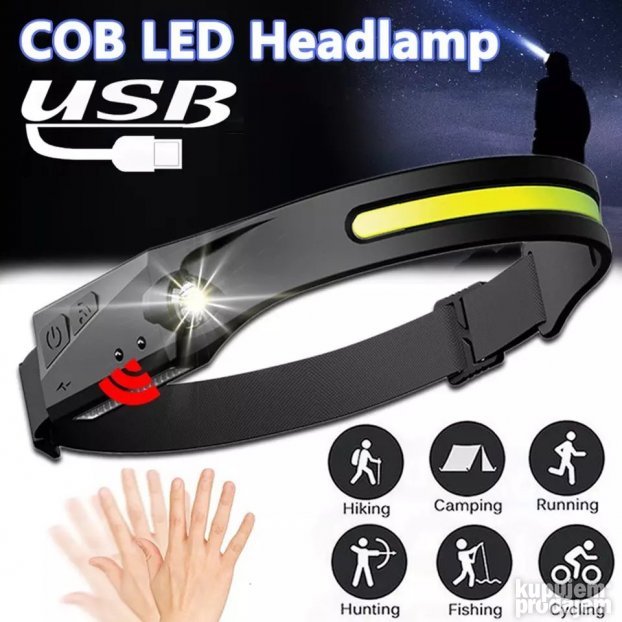 Lampa za glavu COB + Led svetlo sa senzorom